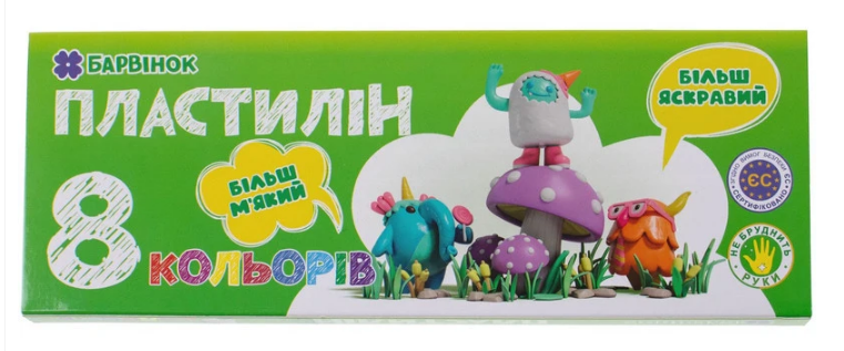 Пластилін 8 кольорів 160 г 6-431 БАРВІНОК