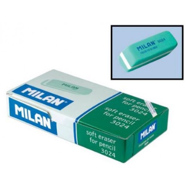 CPM3024 Гумка прямокут. бірюзова з фаскою "Soft" "TM MILAN" 5,9*1,9*1,2см