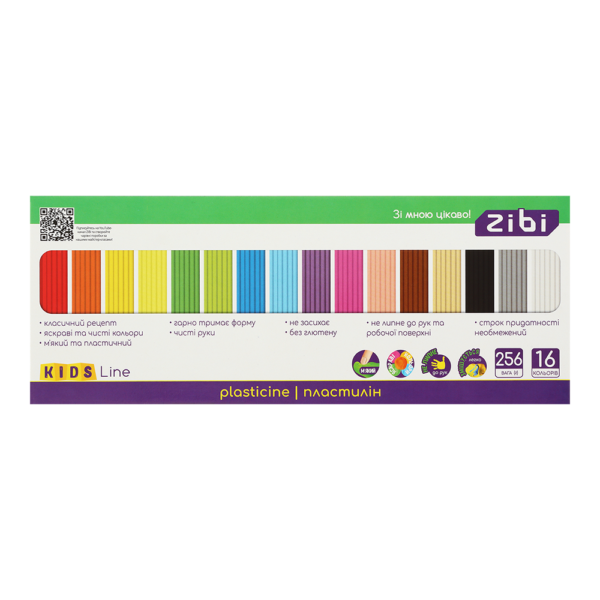 Пластилін 16 кольорів, 256г, ZB.6275 KIDS Line