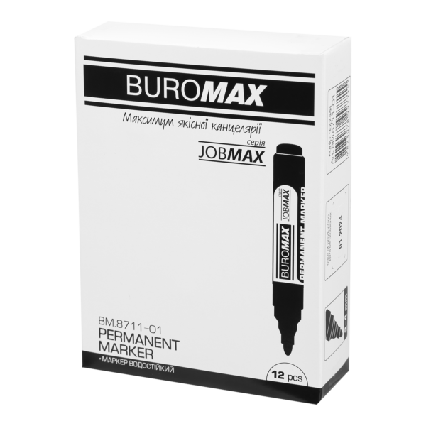 Маркер водостійкий, JOBMAX, 2-4 мм, чорний BM.8711-01