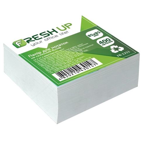 Блок паперу для нотаток 85х85х400 арк, не клеєний, білий Fresh Up