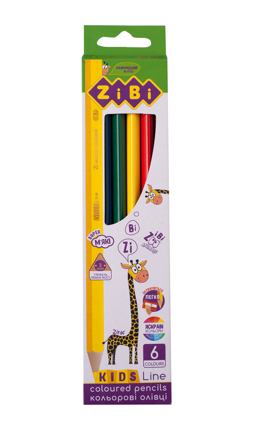Кольорові олівці, 6 кольорів, KIDS LINE ZB.2413