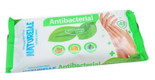 Вологі серветки "Naturelle" Antibacterial, D-pantenol, 48шт