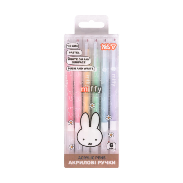 Ручки акрилові Yes "Miffy", набір 6 шт. у PET пакуванні 412311