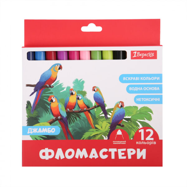 Фломастери 1Вересня 12 кольорів "Classic" Jumbo, картонна коробка 650592