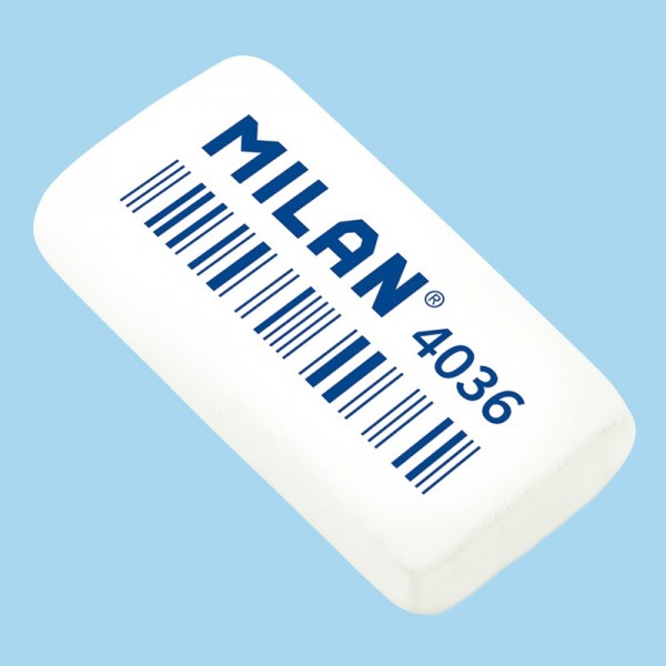Гумка прямокутна біла "TM MILAN" 3,9*2*0,8см CNM4036