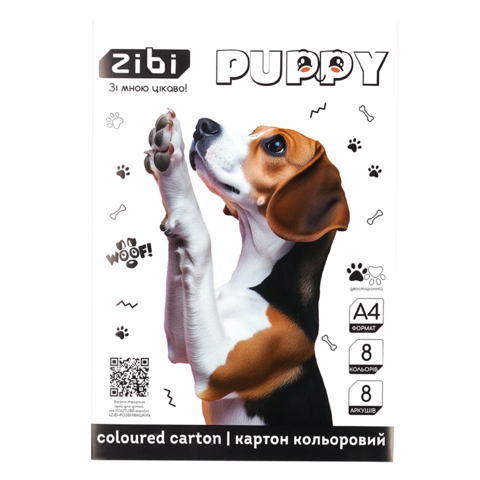 Картон кольоровий двосторонній (целюлозний) CATS&DOGS, А4, 8 кольорів - 8 аркушів, 215 г/м2, KIDS Li ZB.1959-22
