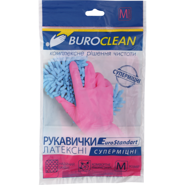 Рукавички Buroclean резинові латексні міцні М 1пара 10200304