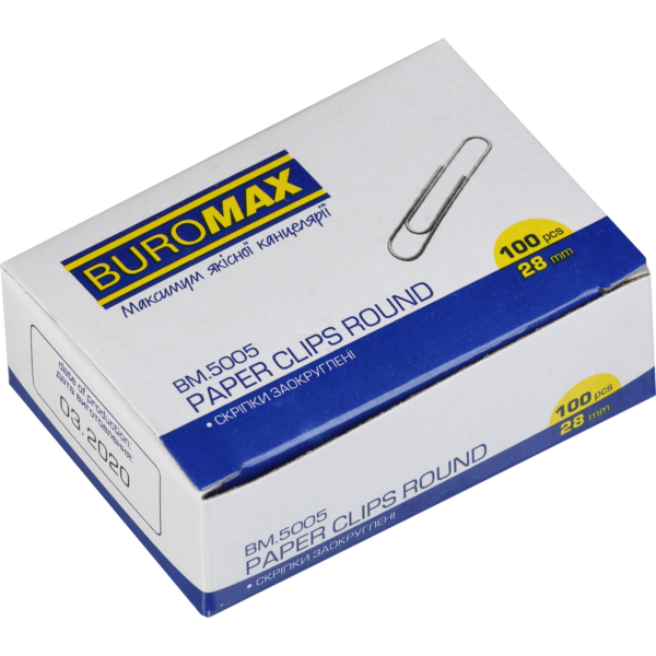 Скріпки нікельовані 28мм 100 шт круглі BUROMAX ВМ.5005