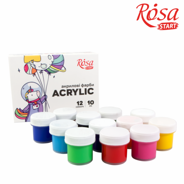 Набір акрилових фарб Space Unicorn 12x10мл, ROSA START 322111010