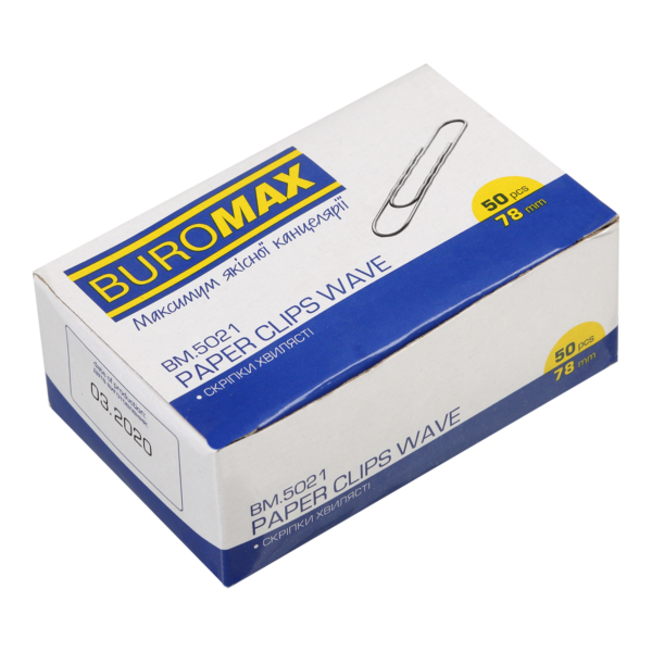 Скріпки нікельовані 78 мм 50шт рельєфні Buromax, ВМ.5021