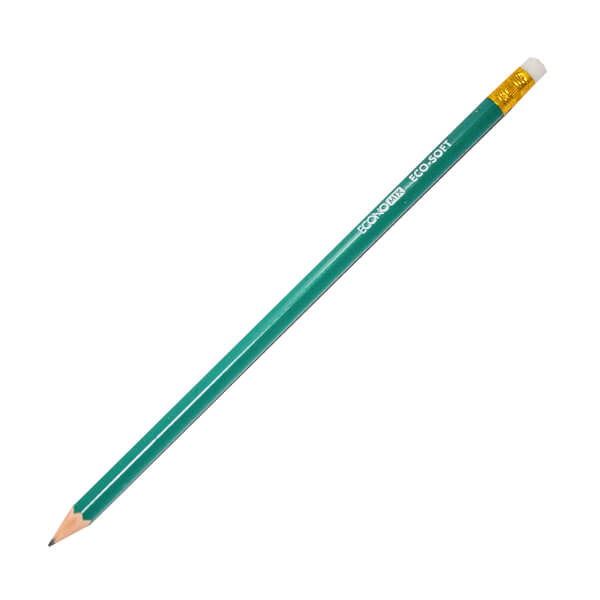 Олівець чорнографітний пластиковий Economix ECO SOFT E11317 НВ, загострений з гумкою