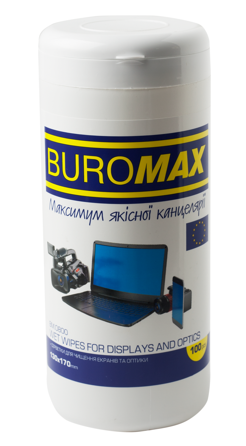 Серветки для чищення екранів, моніторів та оптики BUROMAX BM.0800