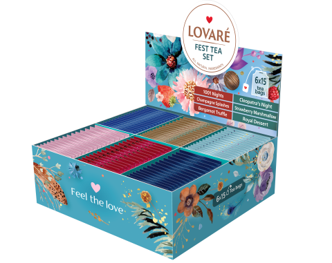 Чай асорті «FEST TEA SET» 90 пакетиків в індивідуальних конвертах, LOVARE lv.79907