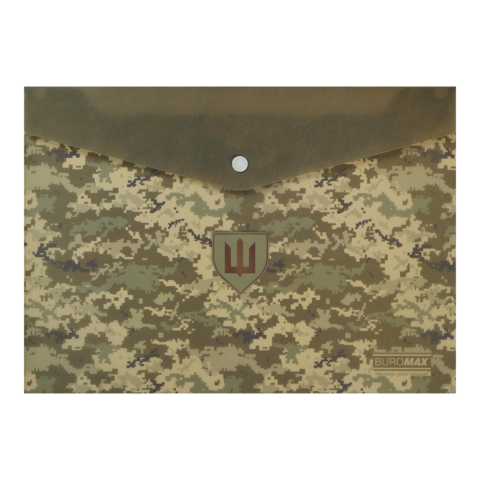 Папка-конверт на кнопці MILITARY, А4, непрозорий матовий, пластик, зелений BM.3943-04