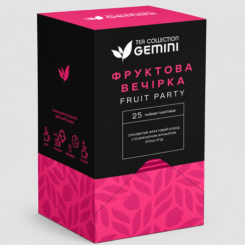 Чай зелений 50г (2г*25), сашет "Фруктова вечірка", Gemini gm.02653