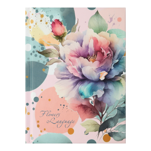Записна книжка FLOWERS LANGUAGE, А6, 64 арк., клітинка, тверда обкладинка, рожева